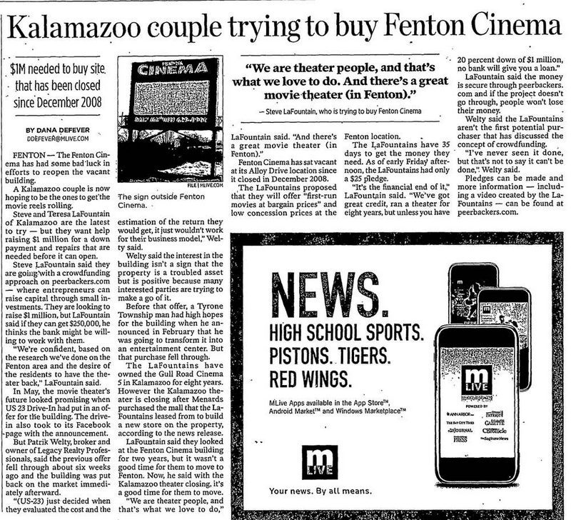 Fenton Cinema - Flint Journal Aug 2012